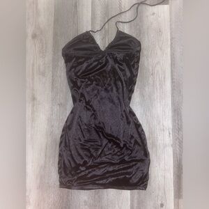 GARAGE SILK HALTER BODY CON DRESS